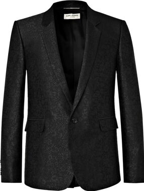 Saint Laurent Men's Black Floral Jacquard Blazer